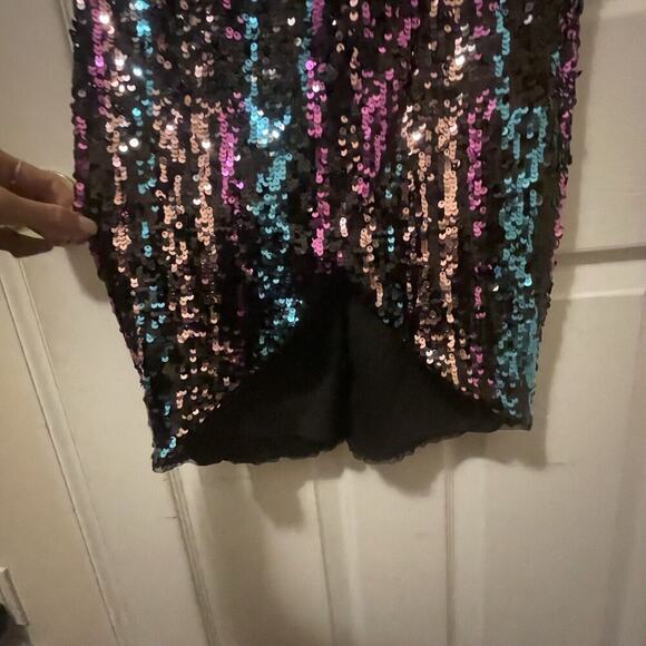 AQUA Sequin Shiny Faux Wrap Cocktail Midi Evening Dress Size 6 Birthday Special - Picture 6 of 15